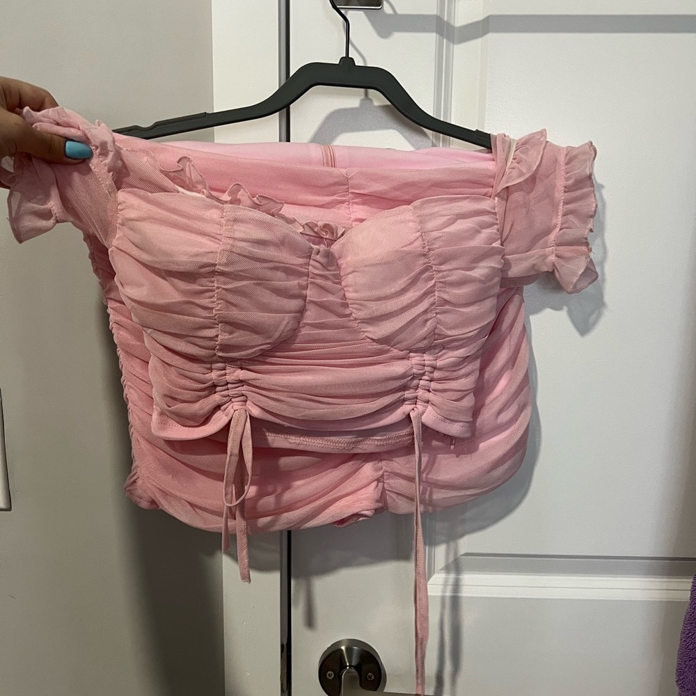 pink shorts set